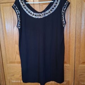 a.n.a Elegant Black Blouse with Silver Accents